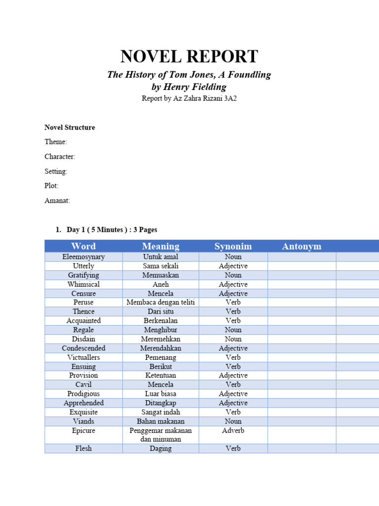 Novel Adjective Def