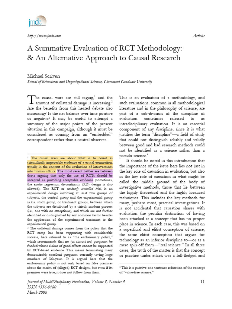 Scriven - Evaluation of RCT Methodology | PDF | Randomized Controlled ...