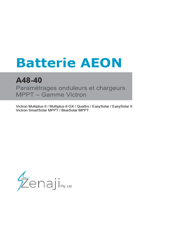 Paramètres pour Batterie Aeon A48-40 | PDF | Chargeur (électricité ...