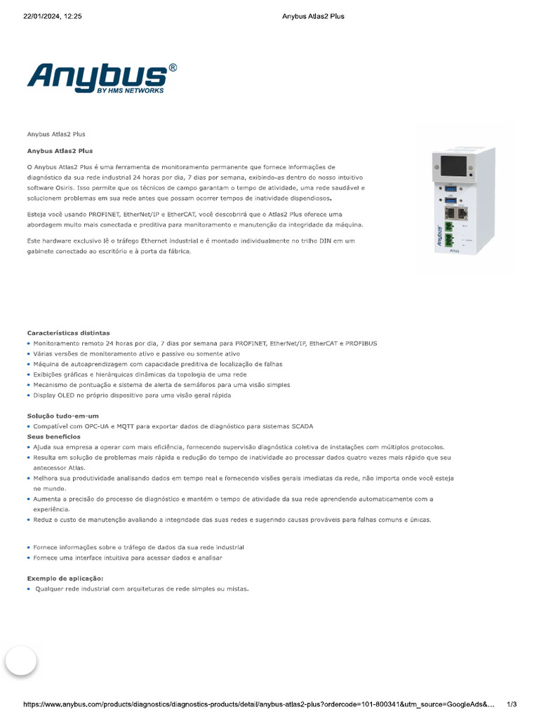 Atlas 2 Plus Profinet Monitoring Kit 012.12.0260 | PDF