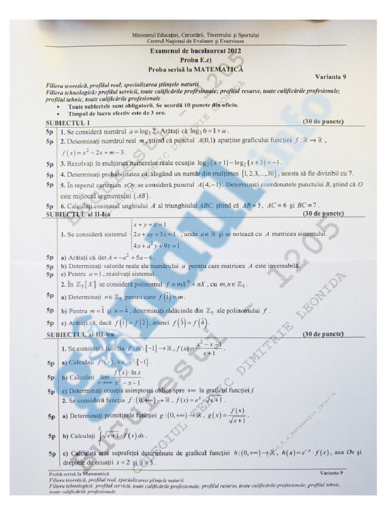 August 2012 BAC M2 | PDF