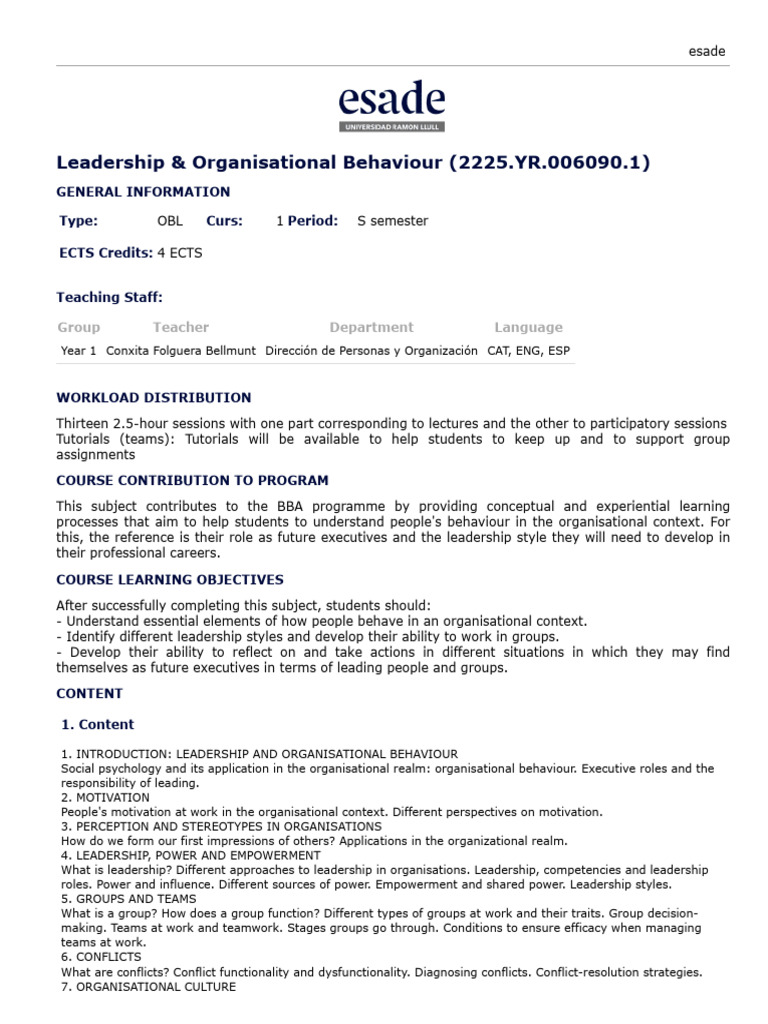 Leadership Organisational Behaviour Pdf Leadership