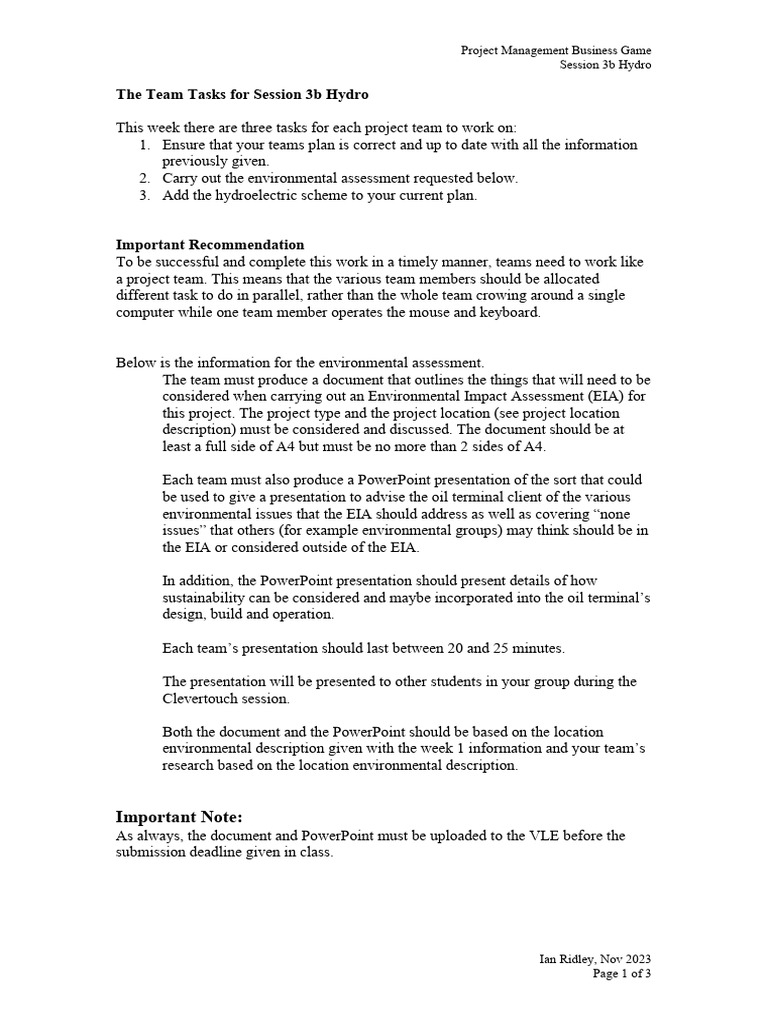Hydro Project Management Tasks Guide | PDF | Hydroelectricity ...