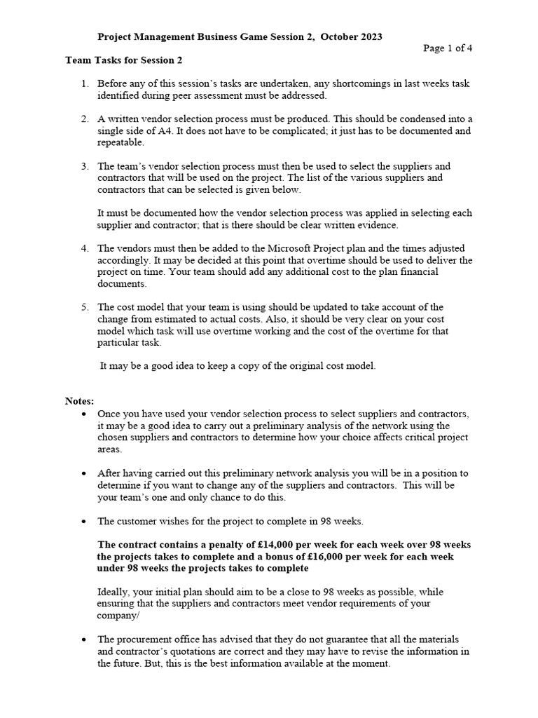 Vendor Selection Process for Project 2 | PDF | Project Management ...