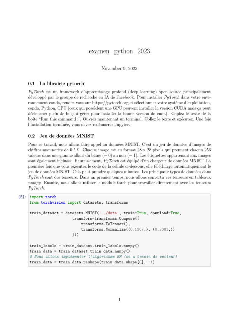 Implémentation de l'algorithme EM avec PyTorch | PDF | Mathématiques ...