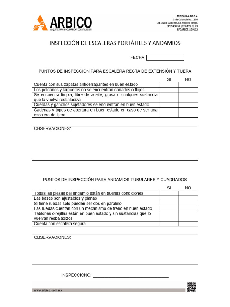 Checklist de Inspección de Escaleras | PDF