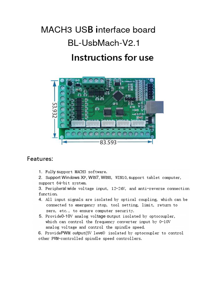 MACH3 USB Interface Board Guide | PDF | Icon (Computing) | Power Inverter