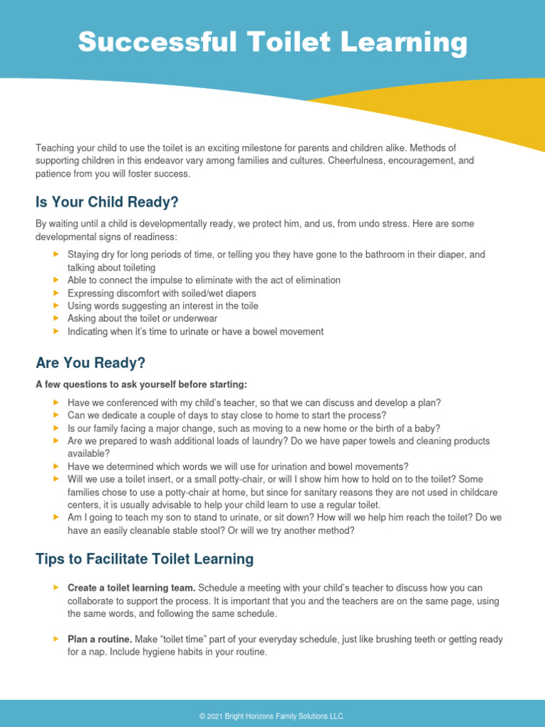 Successful Toilet Learning Pdf Diaper Urination