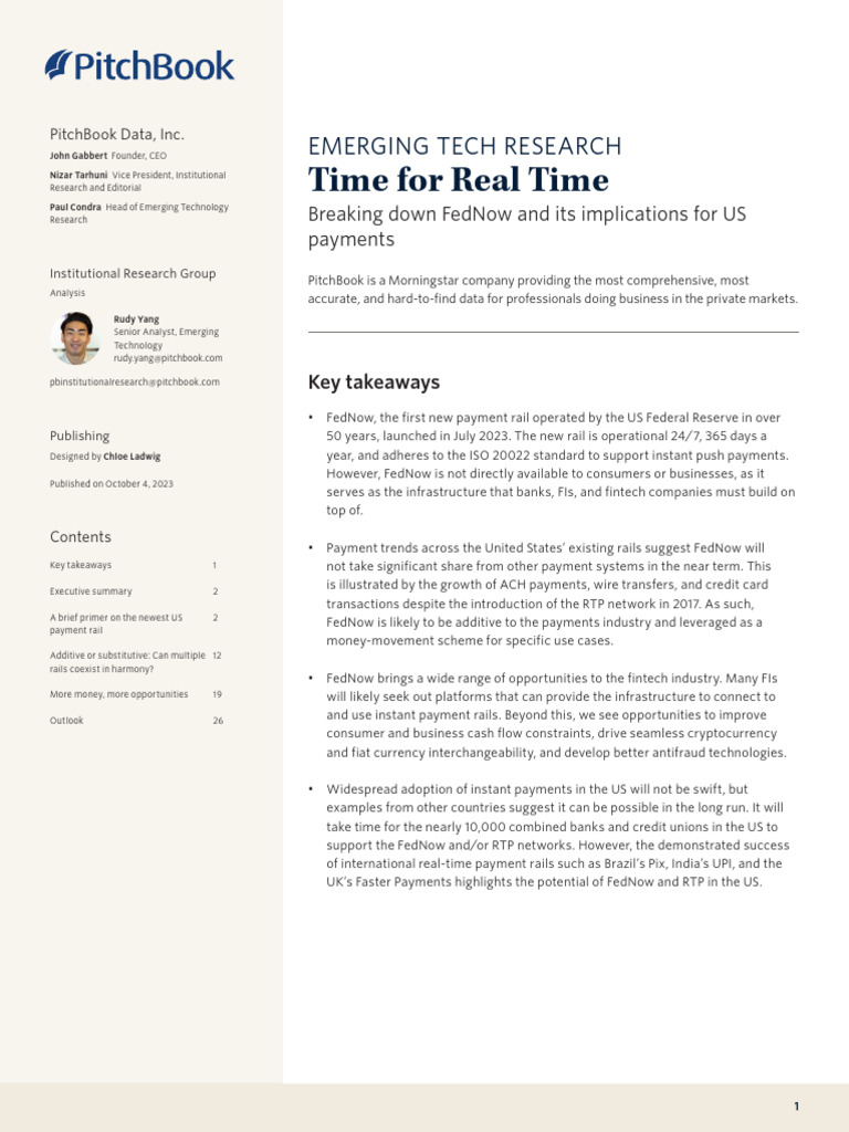 Q4 2023 PitchBook Analyst Note Time For Real Time | PDF | Payments | Cheque