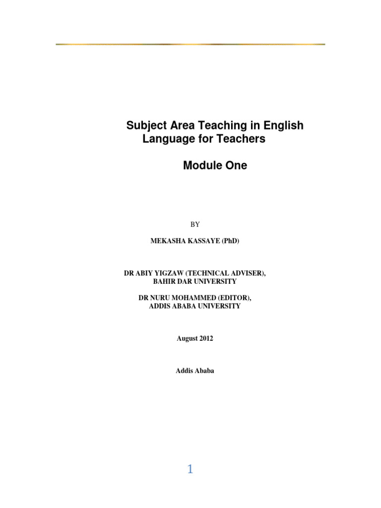 English Language Teaching Methods I, Module I PDF English As A