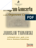 Program Koncertu: Jarosław Tarnawski
