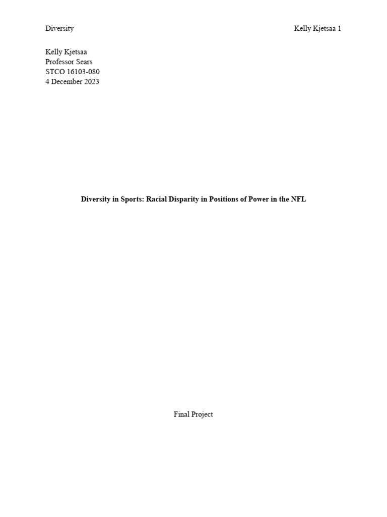 NFL Diversity: Racial Disparity in Coaching | PDF | American Football ...