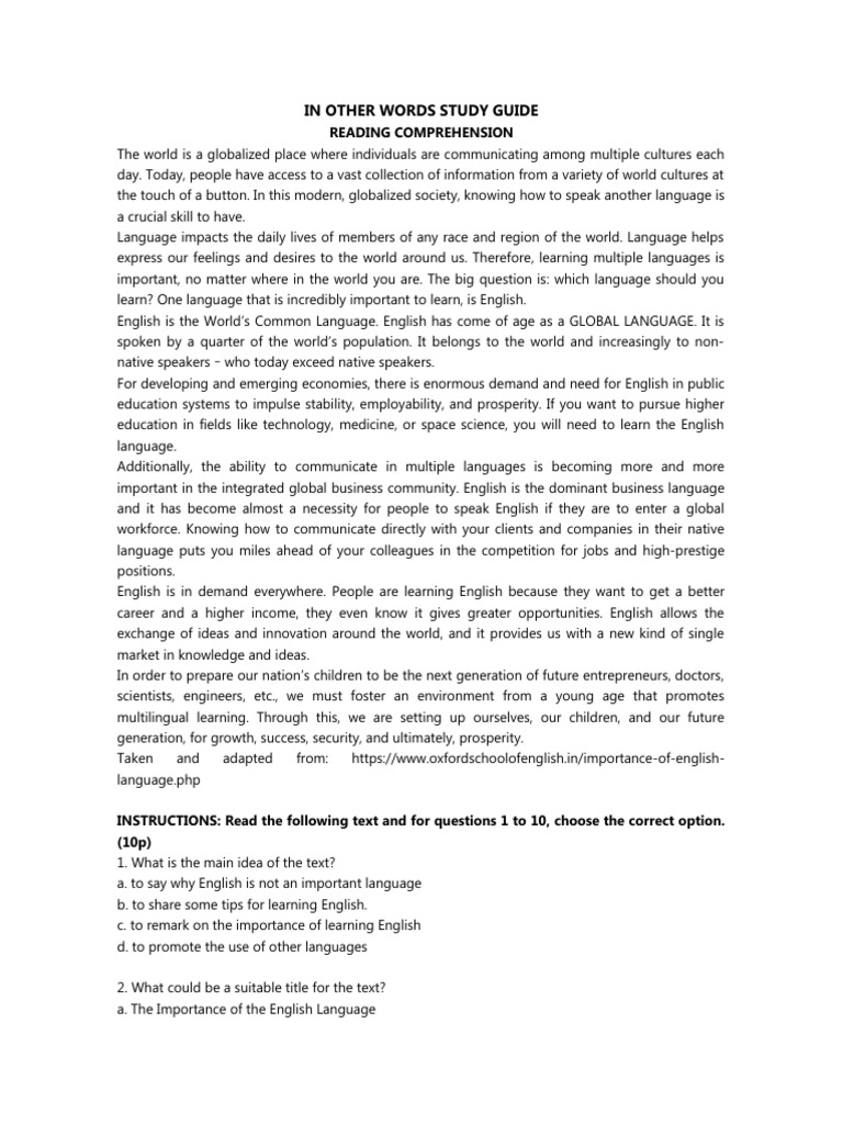 Importance of Learning English Today | PDF | English Language ...