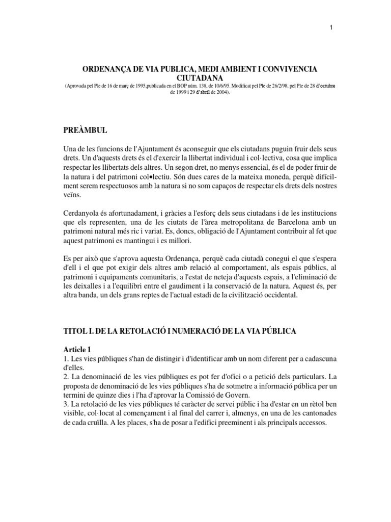 Ordenanca de Via Publica 200323 | PDF