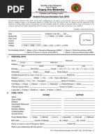 Student Personal Information Form SPIF