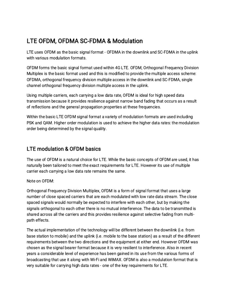 LTE OFDM, OFDMA-WPS Office | PDF | Orthogonal Frequency Division ...