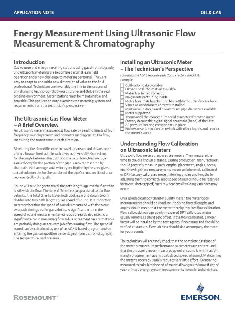 Application Note Energy Measurement Using Ultrasonic Flow Measurement