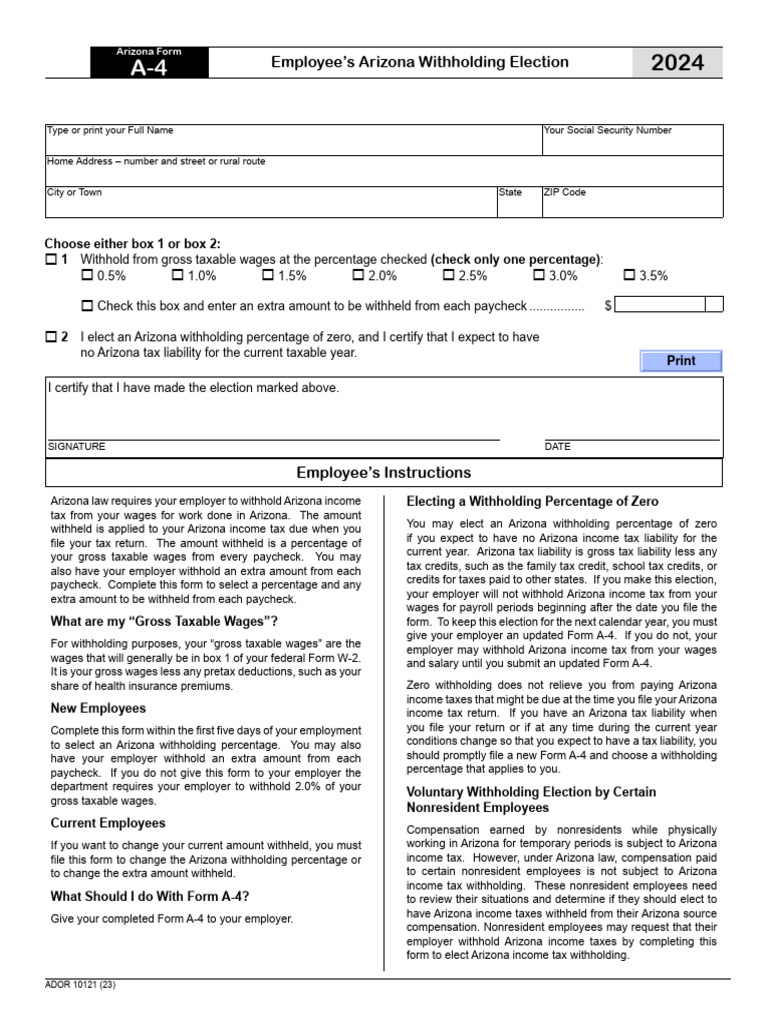 Forms Withholding 2024 A4 PDF Payroll Tax