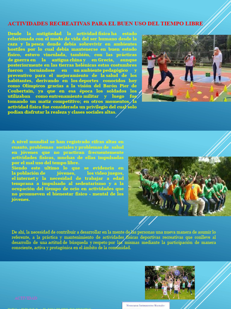 Actividades Recreativas para El Buen Uso Del Tiempo SEMANA 3 | PDF ...