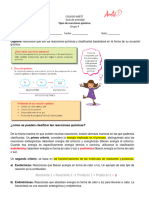 Tipos de Reacciones Químicas - Guía de Recuperación - Grupo 4