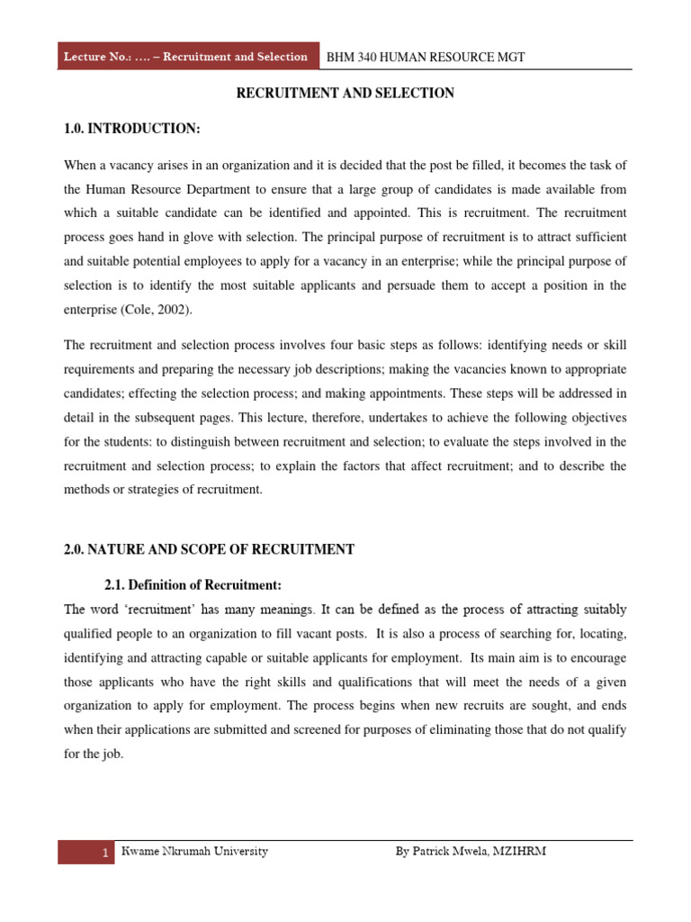 7 Recruitment And Selection Pdf Recruitment Employment