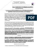 Comunicado Uregente A La Opinión Publica Por Invasion y Menazas A CC Bahia Malaga