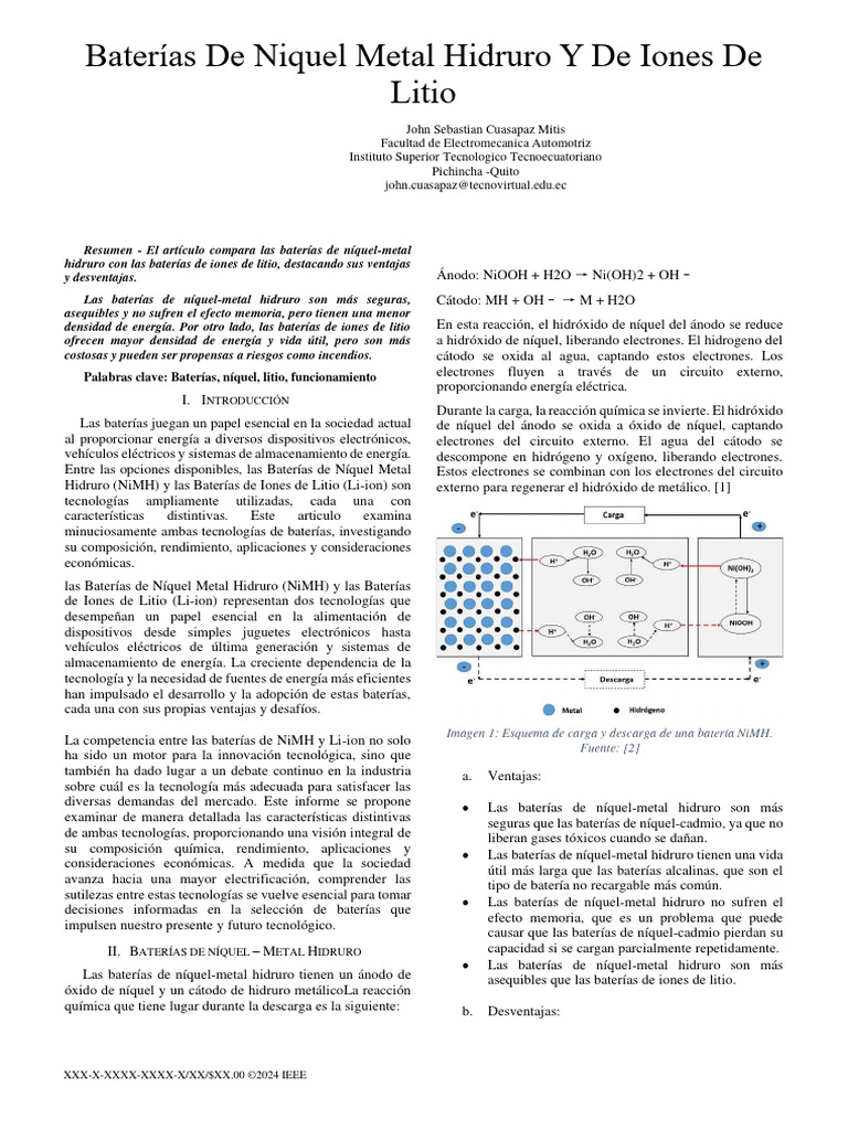 Comparativa: Baterías NiMH vs Li-ion | PDF | Batería de iones de litio ...