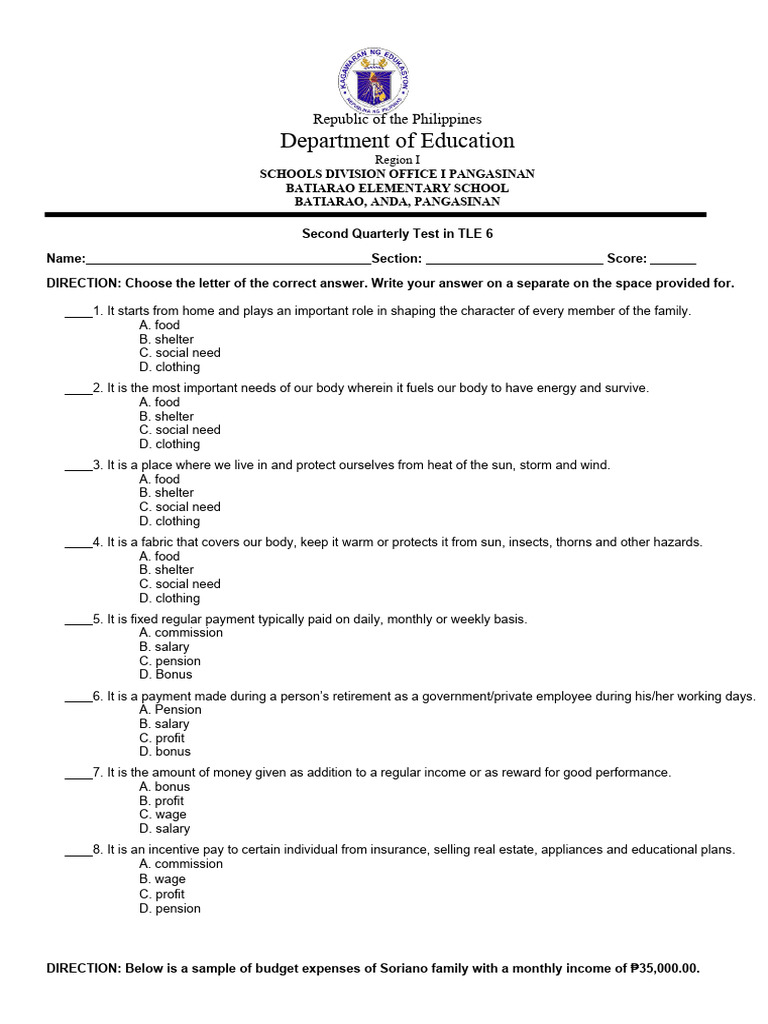 Tle 6 Q2 PT PDF Sewing Salary