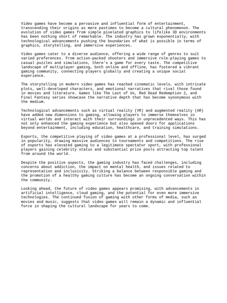 The Evolution and Impact of Video Games | PDF | Video Games | Virtual ...