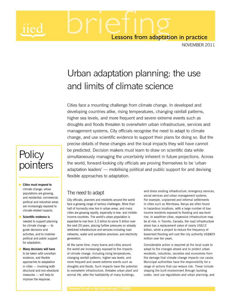 Urban Climate Change Adaptation Strategies | PDF | Climate Change ...