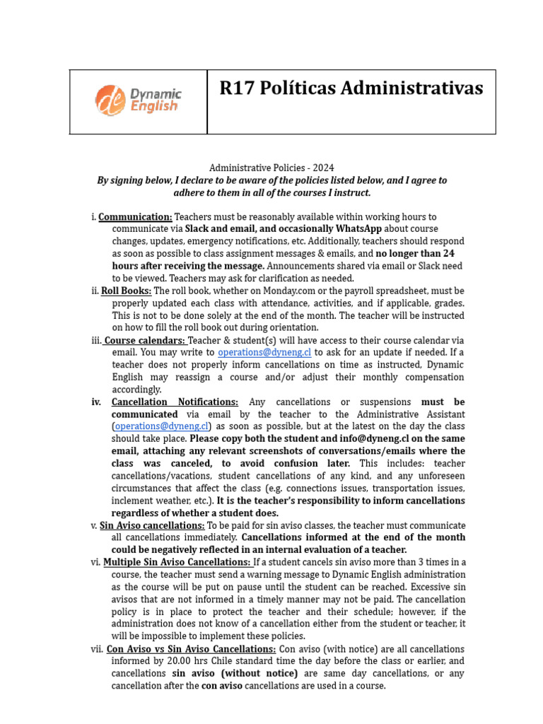 Official Administrative Policies 2024 PDF
