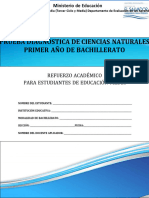 Prueba Diagnóstica - Ciencias Naturales - Primer Año Bachillerato - 2017