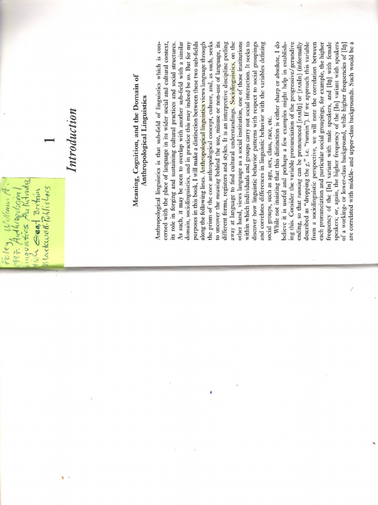 Folley 1997 anthropological linguistics an introduction pdf