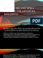 Filipino Bilang Wika NG Komunikasyon Sa Kolehiyo
