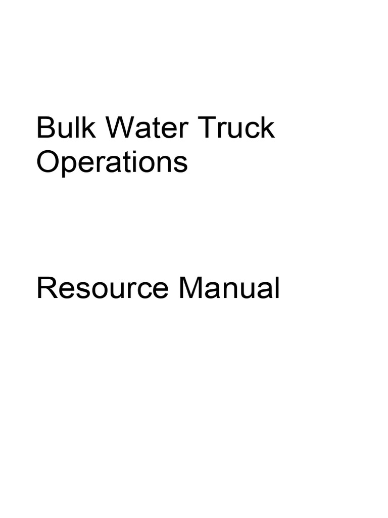 Bulk Water Truck Operations Guide PDF Truck Tire