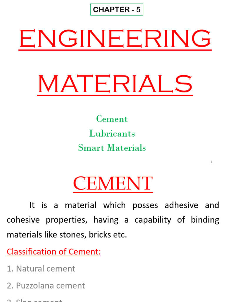 Engineering Materials PDF Cement Lubricant
