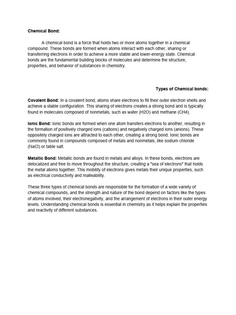 Chemical Bond | PDF | Chemical Bond | Ion