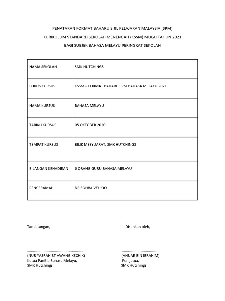 Format Baru SPM Bahasa Melayu 2021 | PDF
