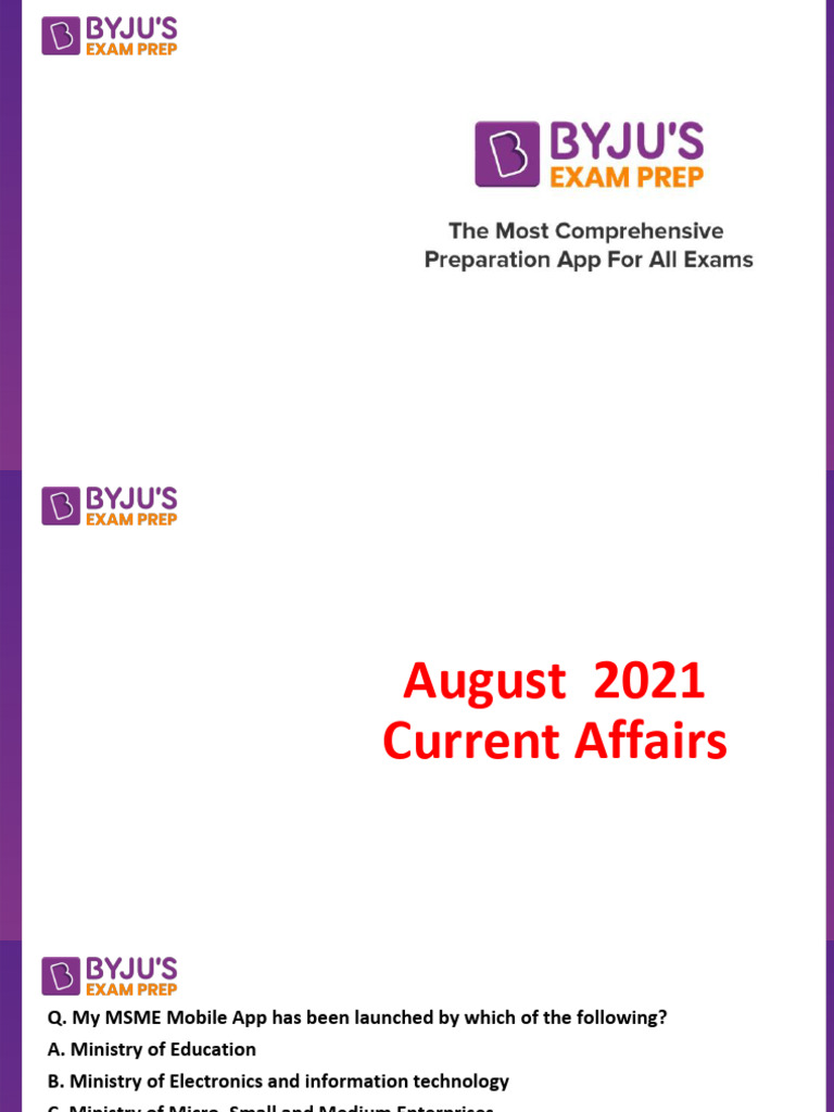 August 2021 Current Affairs 1649329952540 | PDF
