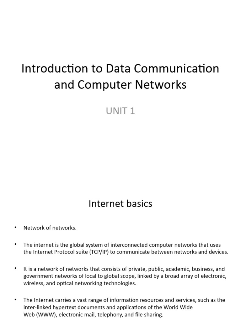 Unit 1 introduction to data communication and computer networks by prof