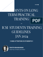 Key Points On Long Term Practical Training - Icsi Students Training Guidelines JAN 2024