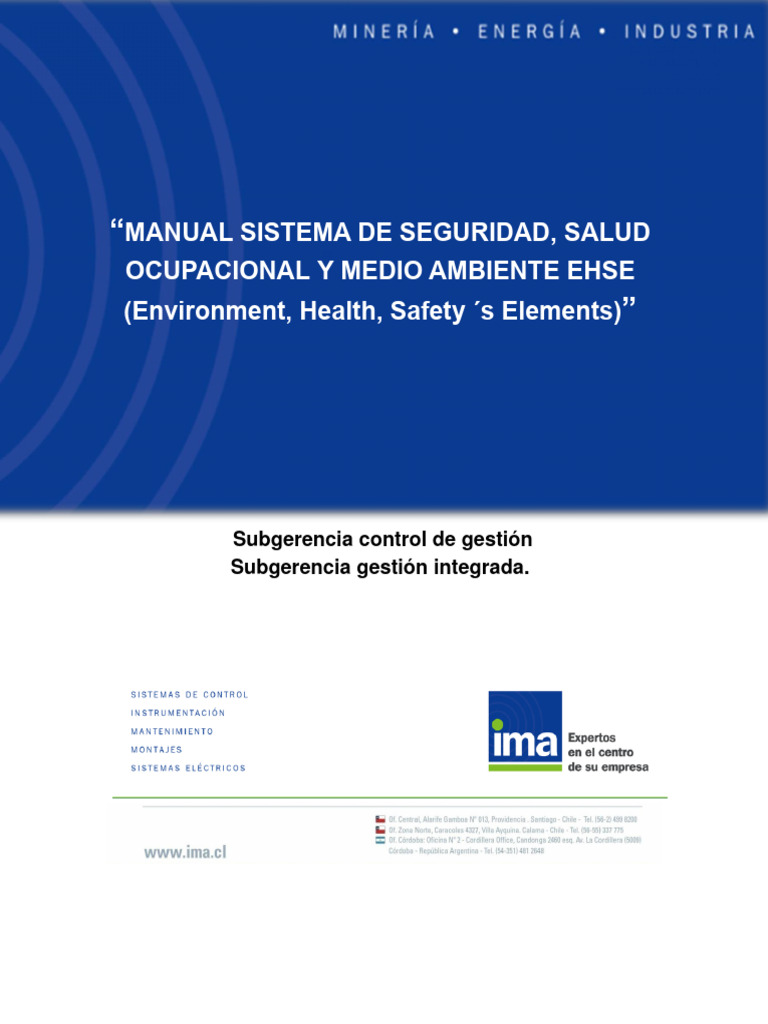 Manual de Sistema EHSE en IMA | PDF | Business | Economias