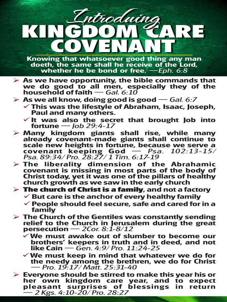 Kingdom Care Covenant for Church Growth | PDF | Covenant (Biblical) | Jesus