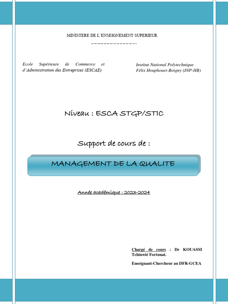 Management de la qualité en entreprise | PDF | Management de la qualité ...