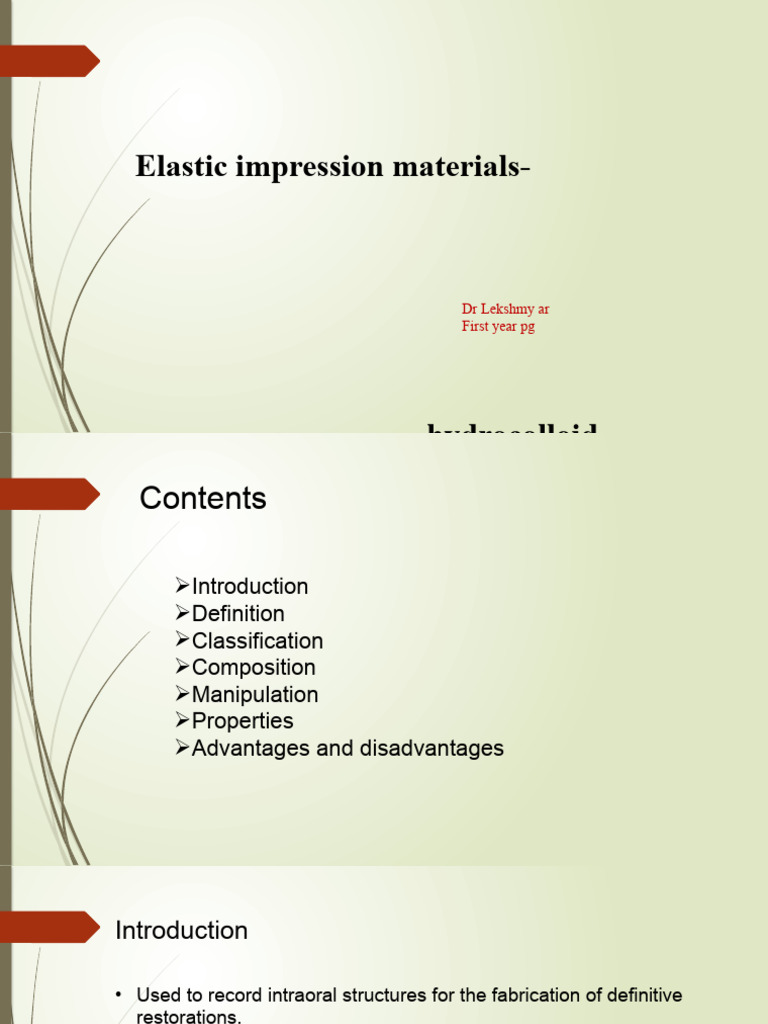 Hydrocolloid Impression Material PDF Colloid Gel