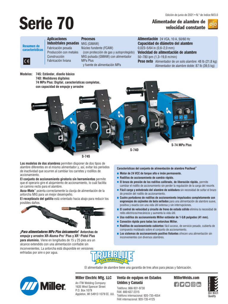 FT Alimentador Serie 70 Miller Welds Latam Min | PDF | Soldadura ...
