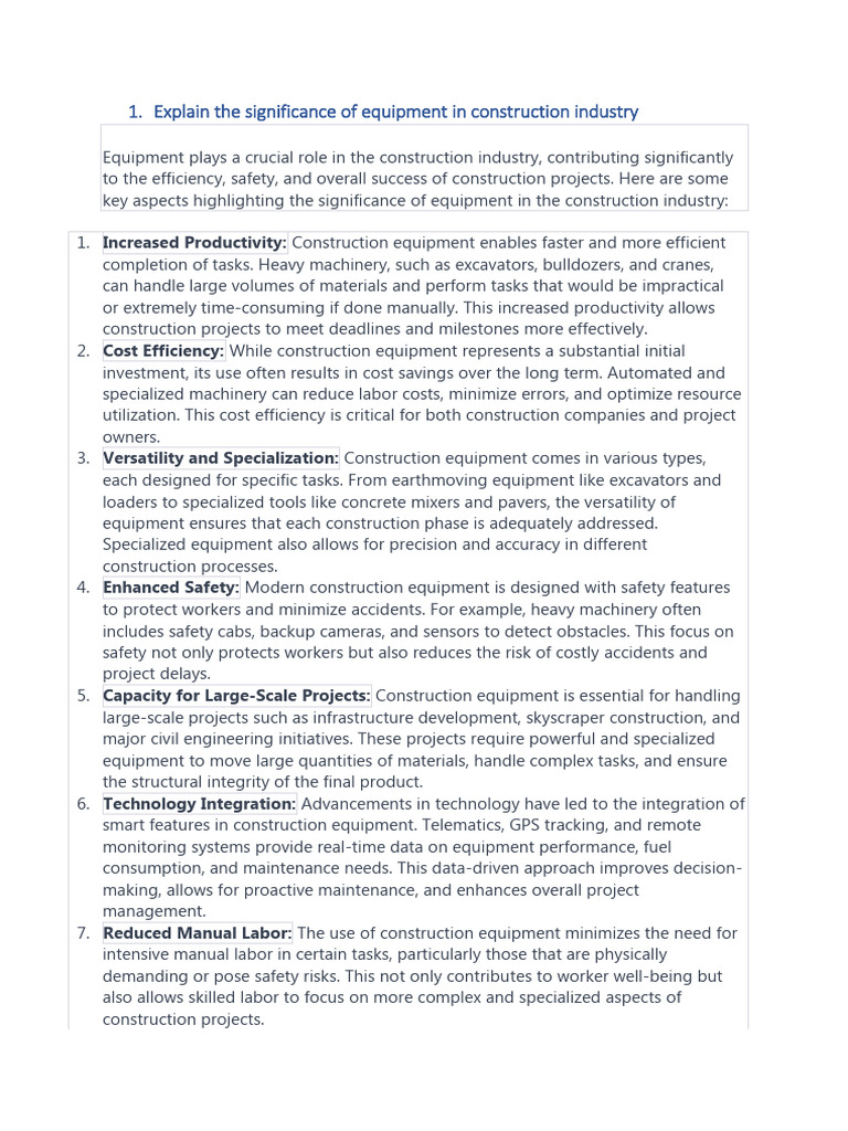 Construction Equipment and Methods ANSWERS PDF Heavy Equipment