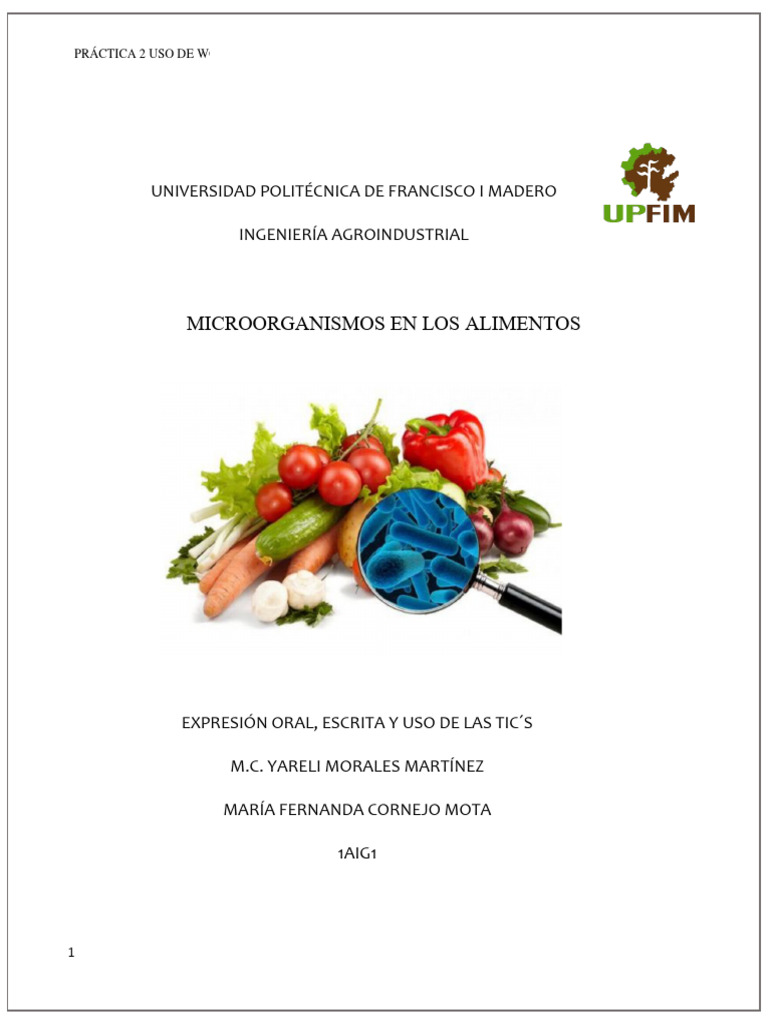 Microorganismos en Los Alimentos | PDF | Fermentación | Las bacterias