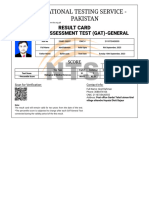 NTS - (GAT-GENERAL) Result Card