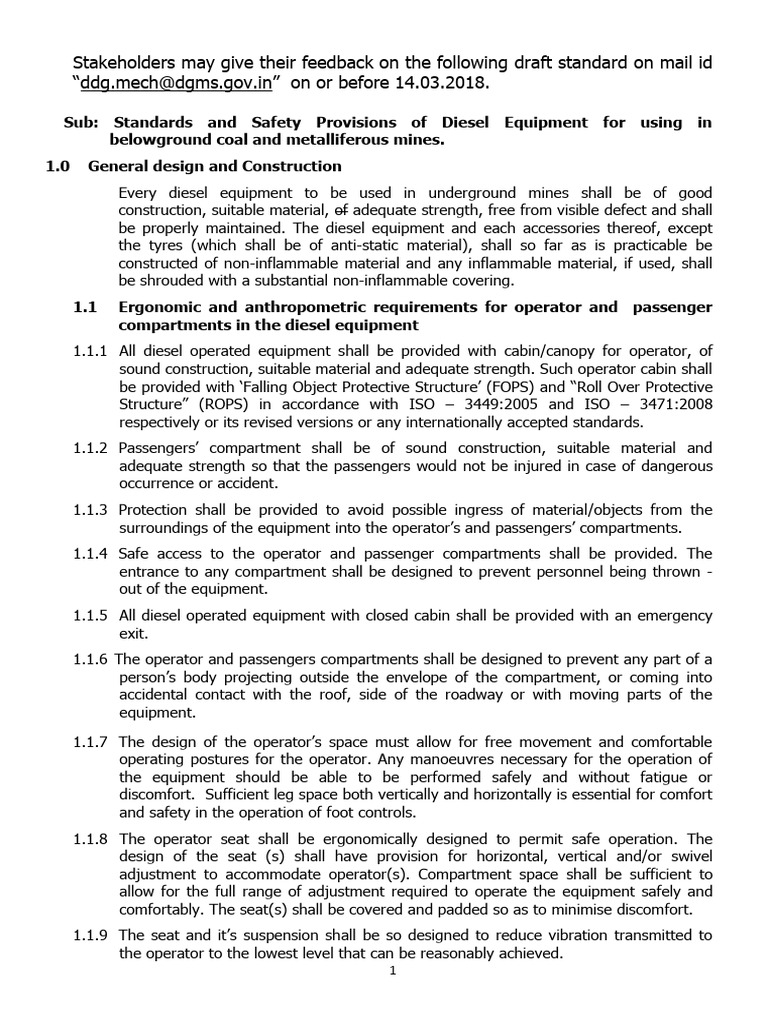 Diesel Equipment Safety Standards for Mines | PDF | Exhaust Gas | Engines